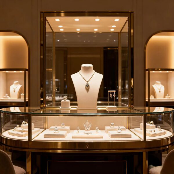 Custom Curved Counter Display Props Sector Jewelry Island Cabinet Display Tray Display Cabinet Whole Shop Design