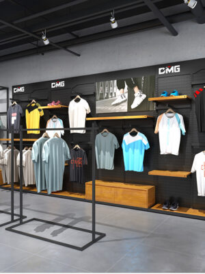 0310-19-1 Custom Clothing Shoes Display Rack Shelf Double-layer Shirt Shelf Sports Backboard Perforated Board Island Shelf Shop Design