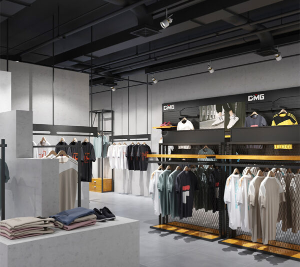 Custom Clothing Shoes Display Rack Shelf Double-layer Shirt Shelf Sports Backboard Perforated Board Island Shelf Shop Design