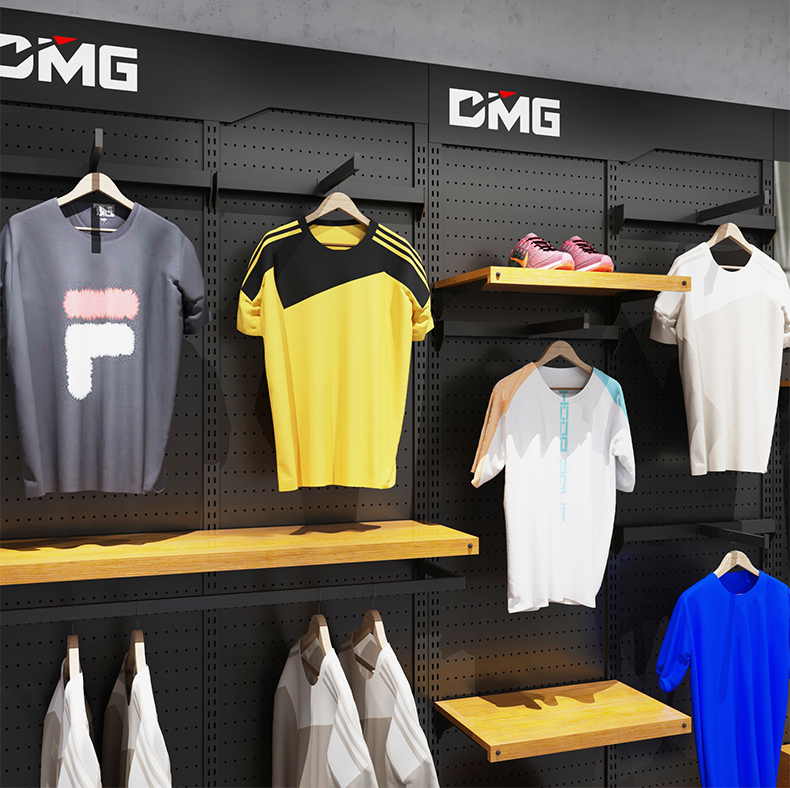 Custom Clothing Shoes Display Rack Shelf Double-layer Shirt Shelf Sports Backboard Perforated Board Island Shelf Shop Design