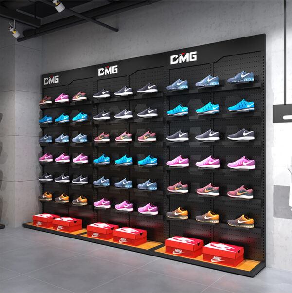 Custom Clothing Shoes Display Rack Shelf Double-layer Shirt Shelf Sports Backboard Perforated Board Island Shelf Shop Design