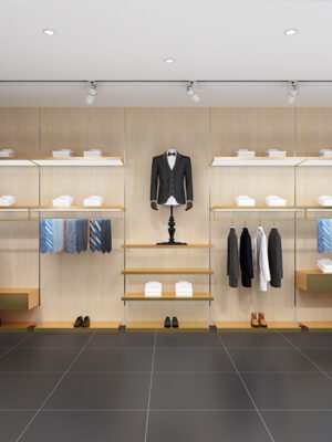 Shop Design Simple Hanging Clothes Display Rack Men's Clothing Rack Display Props Stainless Steel Clothing Store Display Stand