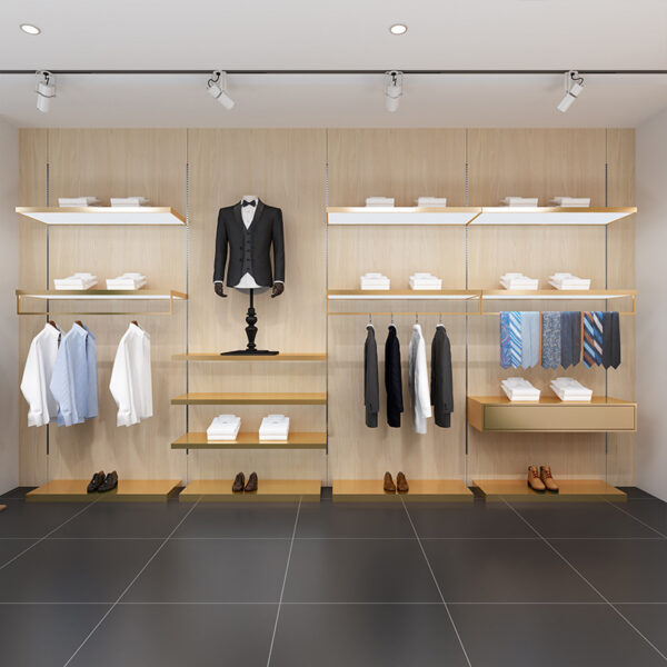 Shop Design Simple Hanging Clothes Display Rack Men's Clothing Rack Display Props Stainless Steel Clothing Store Display Stand