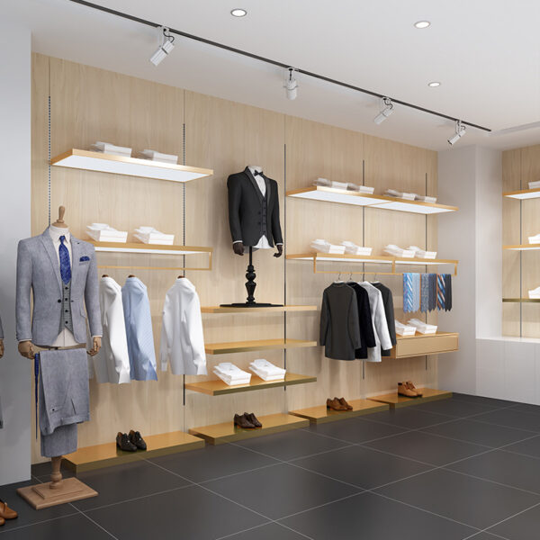 Shop Design Simple Hanging Clothes Display Rack Men's Clothing Rack Display Props Stainless Steel Clothing Store Display Stand