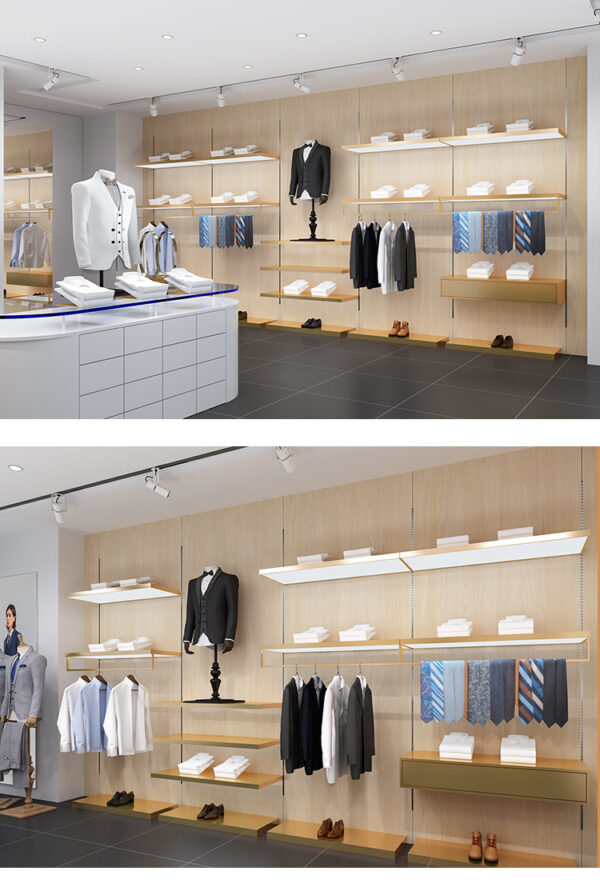 Shop Design Simple Hanging Clothes Display Rack Men's Clothing Rack Display Props Stainless Steel Clothing Store Display Stand