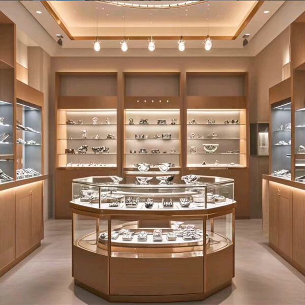 Whole Store Design Custom Luxury Gold Silver Jade Jewelry and Watch Display Cabinet for Shopping Mall