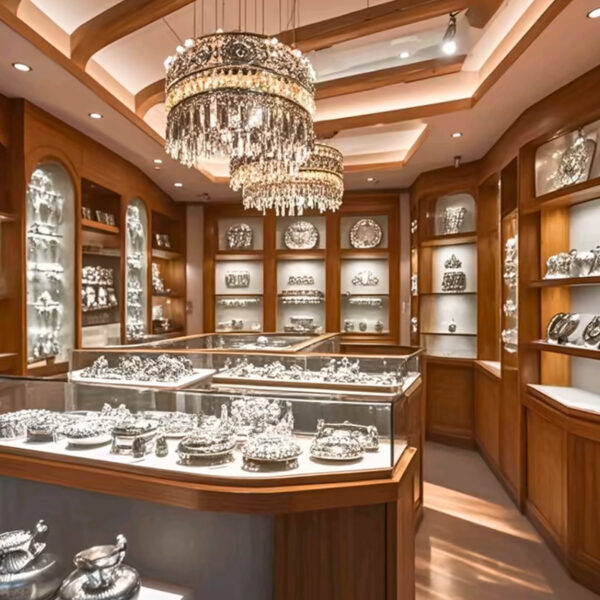 Whole Store Design Custom Luxury Gold Silver Jade Jewelry and Watch Display Cabinet for Shopping Mall