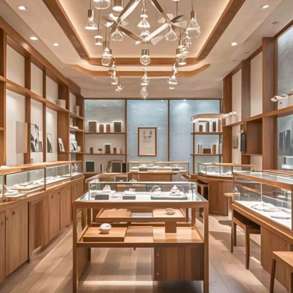 Whole Store Design Custom Luxury Gold Silver Jade Jewelry and Watch Display Cabinet for Shopping Mall