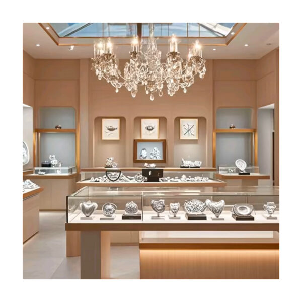 Whole Store Design Custom Luxury Gold Silver Jade Jewelry and Watch Display Cabinet for Shopping Mall