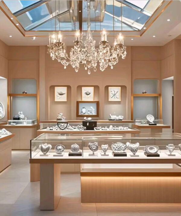 Whole Store Design Custom Luxury Gold Silver Jade Jewelry and Watch Display Cabinet for Shopping Mall