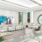 Shopping Mall High-end White Tempered Glass Jewelry Display Cabinet with Baking Paint Finish Storage Shelf