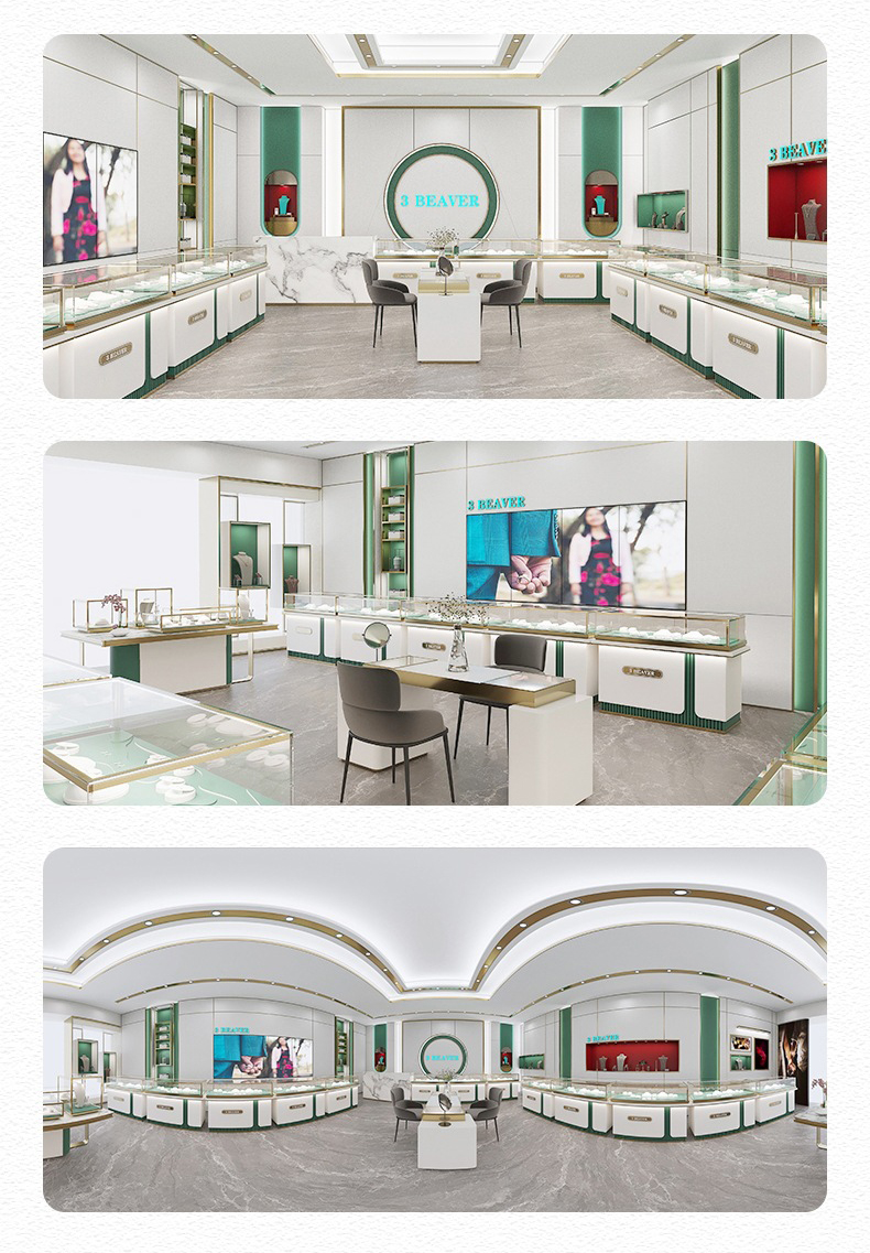 Shopping Mall High-end White Tempered Glass Jewelry Display Cabinet with Baking Paint Finish Storage Shelf