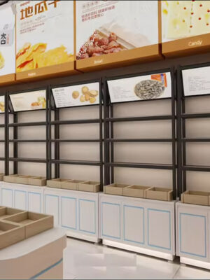 Shop Design Custom Dried Fruit Fried Shelf Supermarket Snacks Candy Cake Display Cabinet Nut Island Display Cabinets