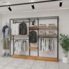 HongMing Display Modern Men's Clothing Store Display Rack Iron Tiered Shelf Reinforced Adjustable Height Freestanding Easy
