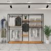 HongMing Display Modern Men's Clothing Store Display Rack Iron Tiered Shelf Reinforced Adjustable Height Freestanding Easy