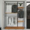HongMing Display Modern Men's Clothing Store Display Rack Iron Tiered Shelf Reinforced Adjustable Height Freestanding Easy
