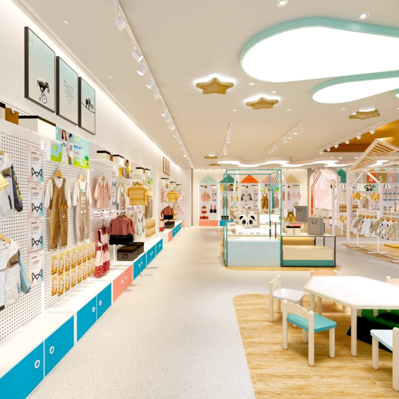 Clothing Store Design Custom Children's Clothing Store Wall Display Rack with Removable Installation Shelf Display Shelves