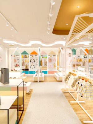 0310-9-3 Clothing Store Design Custom Children's Clothing Store Wall Display Rack with Removable Installation Shelf Display Shelves