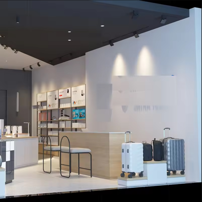 Modern Whole Store Design Mobile Phone & Accessories Display Cabinet with Wood Shelves- & Eco-Friendly