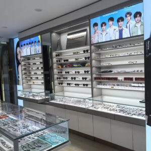 0311-10-1 Custom Fashion Glasses and Sunglasses Display Cabinet with High and Low Display Shelves Baking Paint Display Rack Showcases