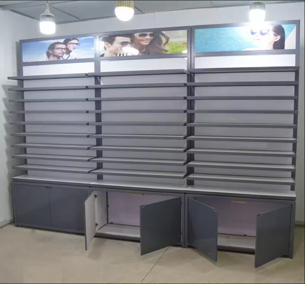 Custom Fashion Glasses and Sunglasses Display Cabinet with High and Low Display Shelves Baking Paint Display Rack Showcases