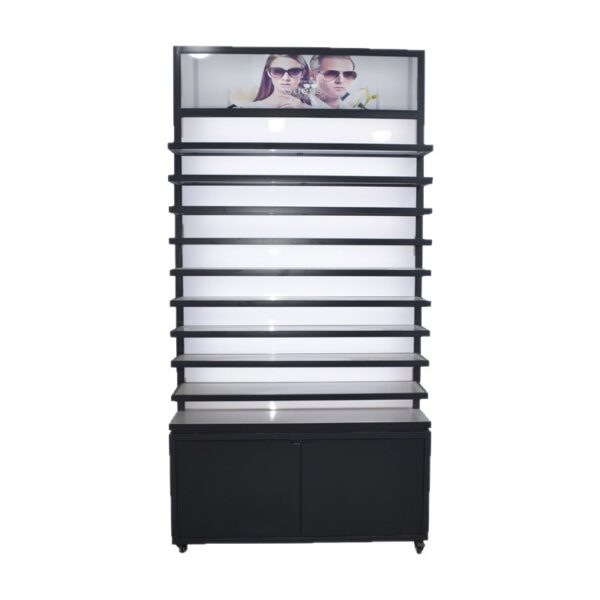 Custom Fashion Glasses and Sunglasses Display Cabinet with High and Low Display Shelves Baking Paint Display Rack Showcases