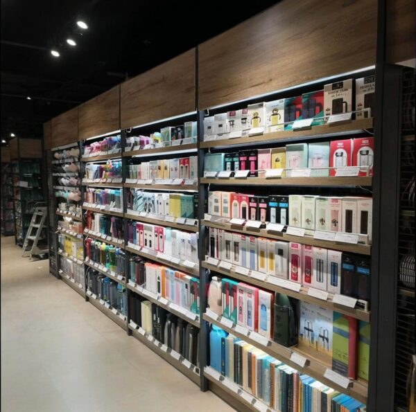 Custom Supermarket Shelf Steel Wood Display Rack Convenience Store Snack Rack Maternal Child Stationery Store Display Shelves