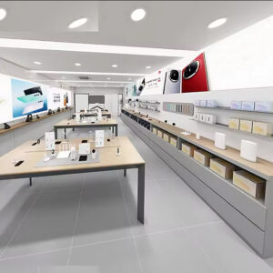 0311-2-1 Shop Design Custom Phone Store Experience Counter 3C Digital Display Table Double-sided Side Cabinet POS Counter Island Cabinet