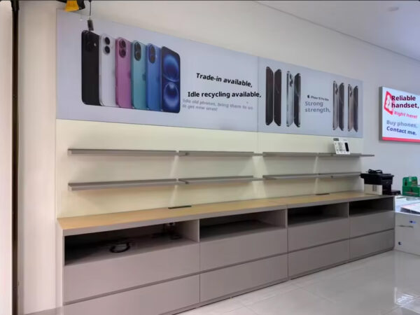 Shop Design Custom Phone Store Experience Counter 3C Digital Display Table Double-sided Side Cabinet POS Counter Island Cabinet