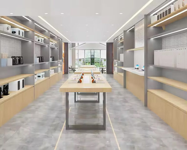 Shop Design Custom Phone Store Experience Counter 3C Digital Display Table Double-sided Side Cabinet POS Counter Island Cabinet