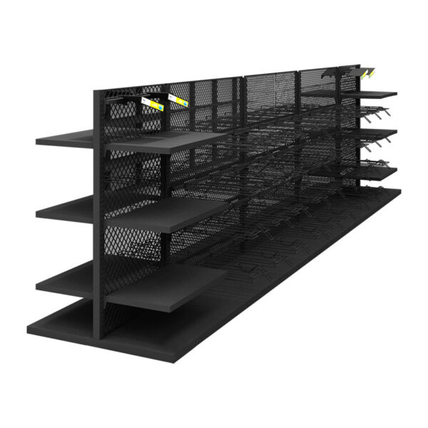 Custom Brand Discount Store Shelves Casual Clothing Display Shelves Men's Floor Standing Shoe and Clothing Display Shelves