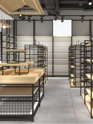 Supermarket Stationery Shelf Double Sided Backboard Iron Wood Island Snack Pet Maternal and Child Supplies Display Rack Storage