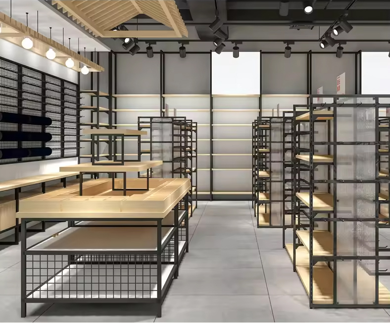 Supermarket Stationery Shelf Double Sided Backboard Iron Wood Island Snack Pet Maternal and Child Supplies Display Rack Storage