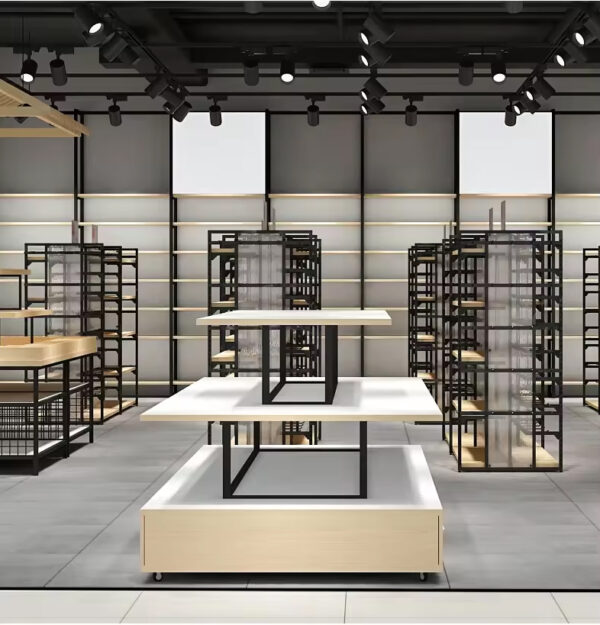 Supermarket Stationery Shelf Double Sided Backboard Iron Wood Island Snack Pet Maternal and Child Supplies Display Rack Storage