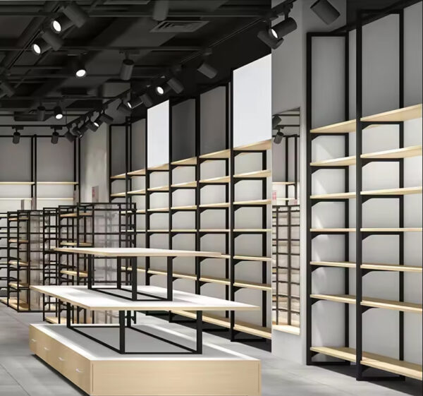 Supermarket Stationery Shelf Double Sided Backboard Iron Wood Island Snack Pet Maternal and Child Supplies Display Rack Storage