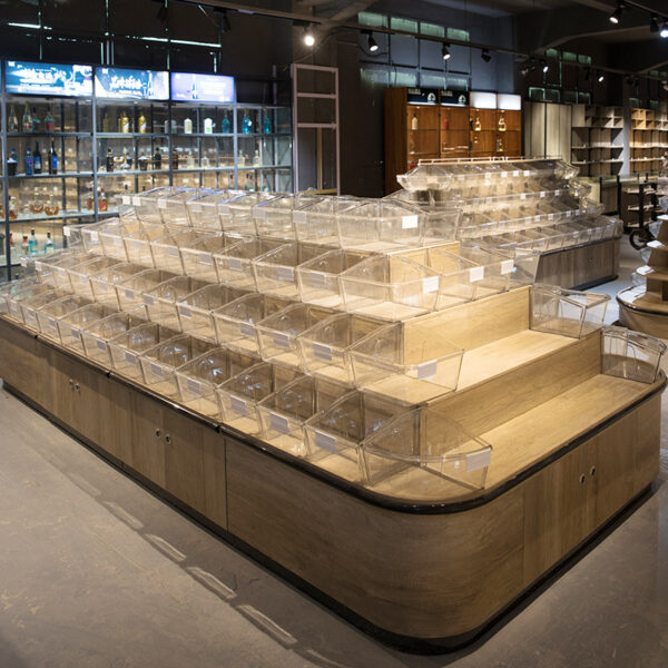 Supermarket Shelf Island Coarse Cereals Dry Container Double-sided Bulk Food Cabinet Four-tier Three-tier Display Cabinet