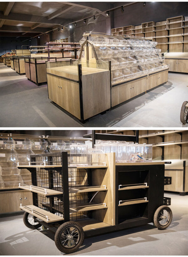 Supermarket Shelf Island Coarse Cereals Dry Container Double-sided Bulk Food Cabinet Four-tier Three-tier Display Cabinet