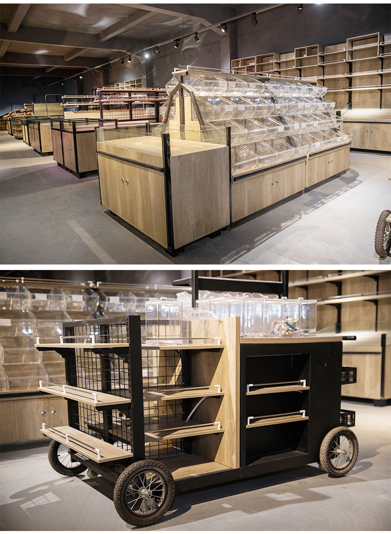 Supermarket Shelf Island Coarse Cereals Dry Container Double-sided Bulk Food Cabinet Four-tier Three-tier Display Cabinet
