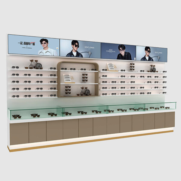 Glasses Cabinet Display Cabinet Wood Grain Sunglass Kiosk Vertical Counter Island Creative High-end Push-pull Mall Use Display