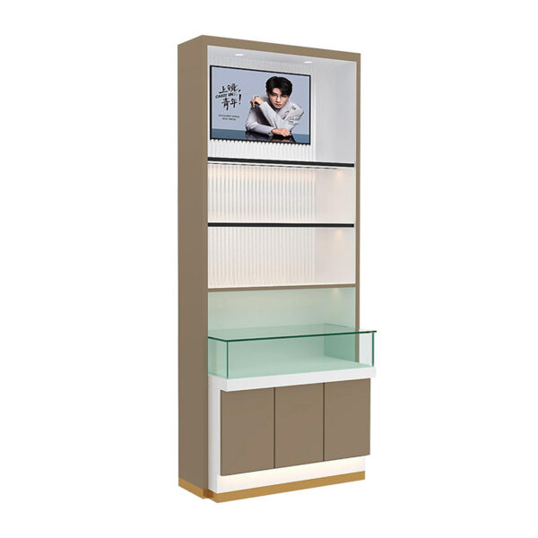 Glasses Cabinet Display Cabinet Wood Grain Sunglass Kiosk Vertical Counter Island Creative High-end Push-pull Mall Use Display