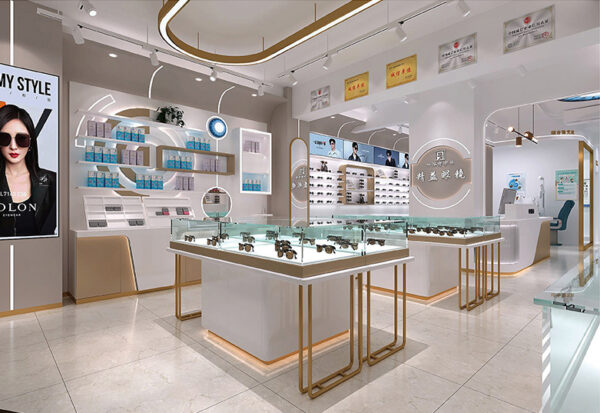 Glasses Cabinet Display Cabinet Wood Grain Sunglass Kiosk Vertical Counter Island Creative High-end Push-pull Mall Use Display