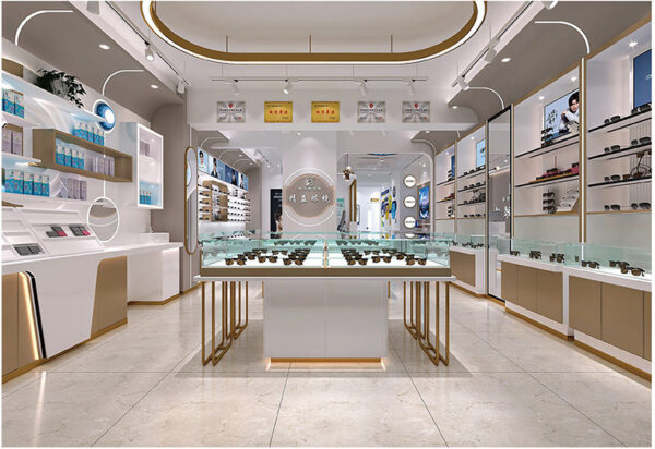 Glasses Cabinet Display Cabinet Wood Grain Sunglass Kiosk Vertical Counter Island Creative High-end Push-pull Mall Use Display