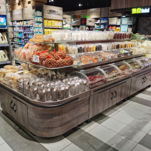 Supermarket Rice Noodle Dried Fruit Bulk Fried Food Display Shelf Island Cabinet Five-Grain Display Cabinet Racks