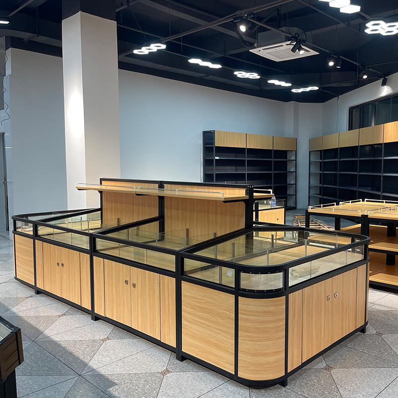 Supermarket Rice Noodle Dried Fruit Bulk Fried Food Display Shelf Island Cabinet Five-Grain Display Cabinet Racks