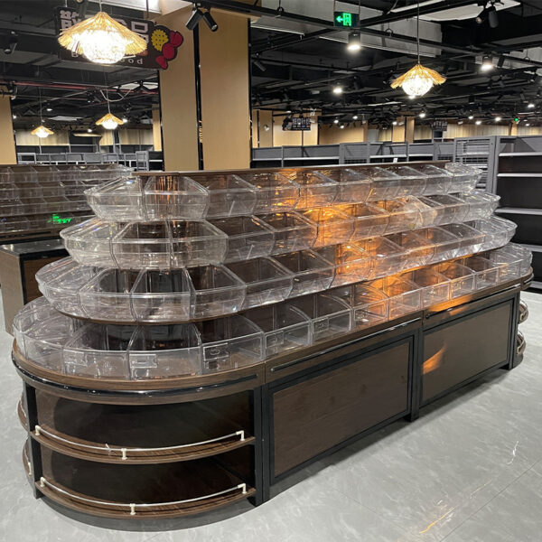 Supermarket Rice Noodle Dried Fruit Bulk Fried Food Display Shelf Island Cabinet Five-Grain Display Cabinet Racks