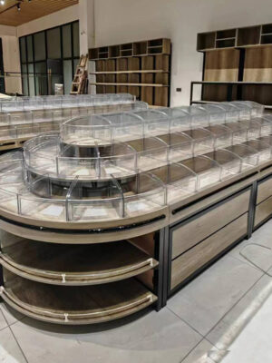 Supermarket Rice Noodle Dried Fruit Bulk Fried Food Display Shelf Island Cabinet Five-Grain Display Cabinet Racks