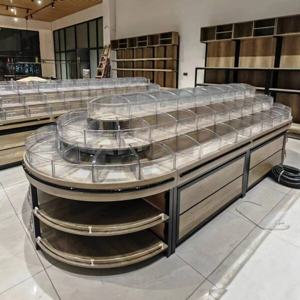 Supermarket Rice Noodle Dried Fruit Bulk Fried Food Display Shelf Island Cabinet Five-Grain Display Cabinet Racks