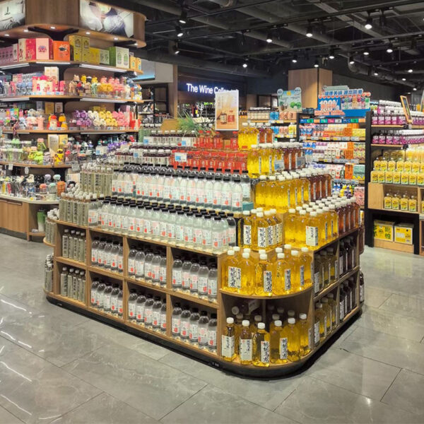 Custom Supermarket Promotion Table Display Shelf Wooden Box & Case Rectangular Shape Modern Stackable End Rack Display Cabinet