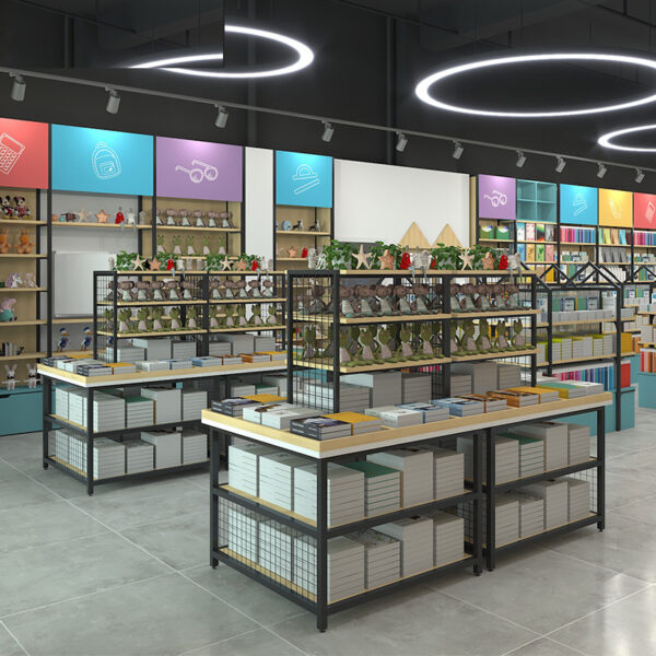 Whole Store Design Supermarket Shelves Bookstore Display Cabinet Cultural Creative Stationery Store Display Shelves