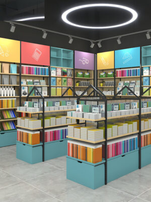 0314-3-2 Whole Store Design Supermarket Shelves Bookstore Display Cabinet Cultural Creative Stationery Store Display Shelves